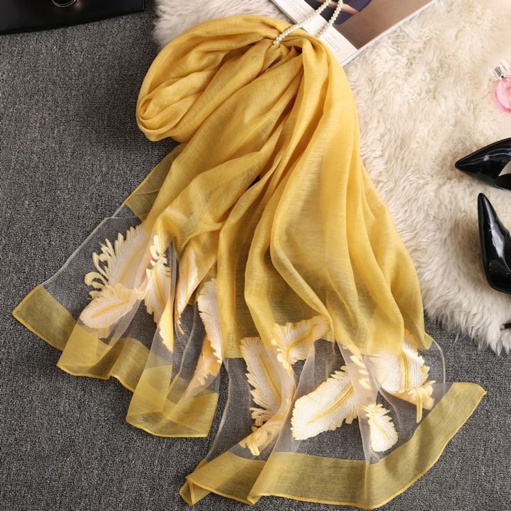 Stunning Feather cut out scarf shawl wrap burn out